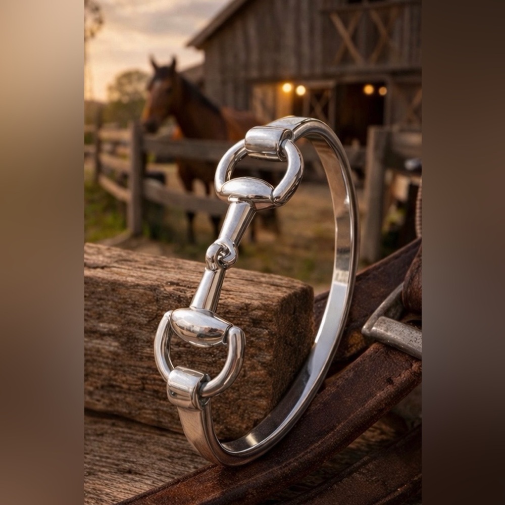 Horse Bit Bracelet | Silver Tone Snaffle Bangle | Equestrian Western Chic Gift